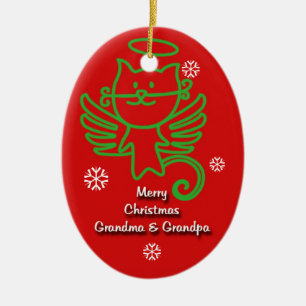 Entzückende Miezekatze-Engels-Großvaterverzierun Keramik Ornament
