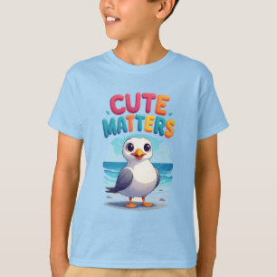 Entzückende Möwe am Strand mit farbenfrohem Text T-Shirt