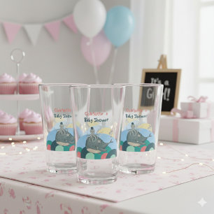 Entzückende nautische Wale Oktopus Rosa Babyparty Glas