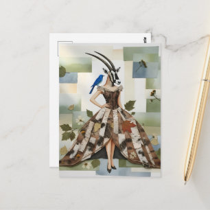 Entzückende Oryx in einem Birkenrindenkleid mit Bl Postkarte