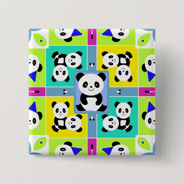 Entzückende Panda-Bärn-helle Farben Button (Vorderseite)