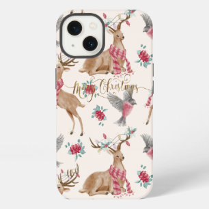 Entzückende Rentiere, Vögel, Blumen iPhone Hülle