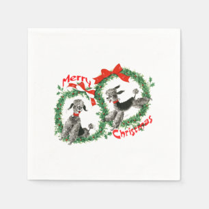 Entzückende Retro Weihnachtspudel-Kranz-Gewohnheit Serviette