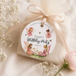 Entzückende rosa Feen-Wald-Geburtstagsfeier Geschenkanhänger