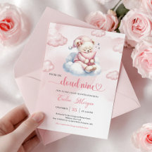 Entzückende Teddybär-Baby-Party-Einladung Cloud 9