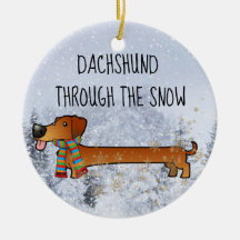 Entzückende und lustige Dackel durch den Schnee