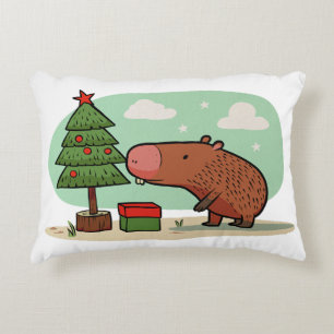 Entzückende verspielt Weihnachts Capybara Zeichnun Dekokissen