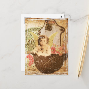 Entzückende Vintage-Gartenfee-Kollage Postkarte
