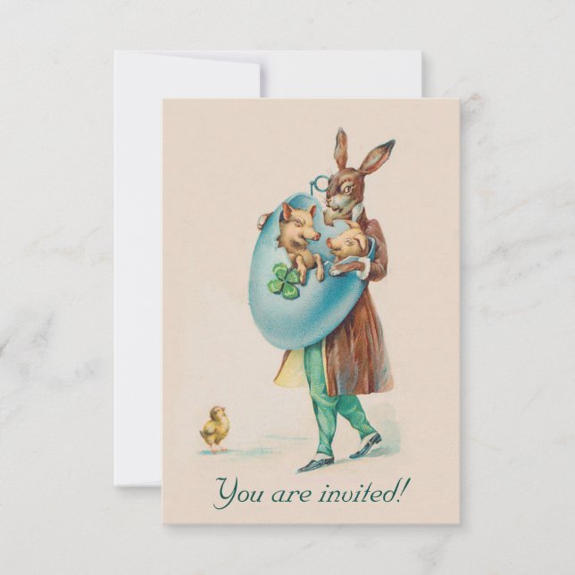 Entzückende Vintage Ostern-Party Einladung - (Vorderseite)