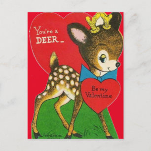 Entzückende Vintage-Weihnachtskarte mit Babyhirsch Postkarte