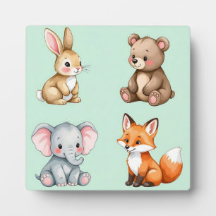 Entzückende Wald-Baby-Tiere Pastell-Wasserfarbe Fotoplatte