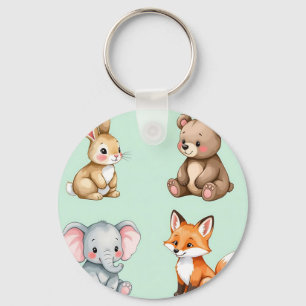 Entzückende Wald-Baby-Tiere Pastell-Wasserfarbe  Schlüsselanhänger