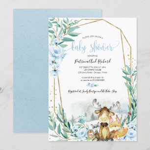 Entzückende Waldflora-Babyparty Einladung