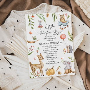 Entzückende Waldtiere Neutrale Babyparty Einladung
