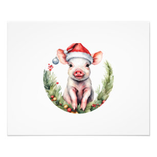 Entzückende Weihnachtsferkel-Illustration mit Fotodruck