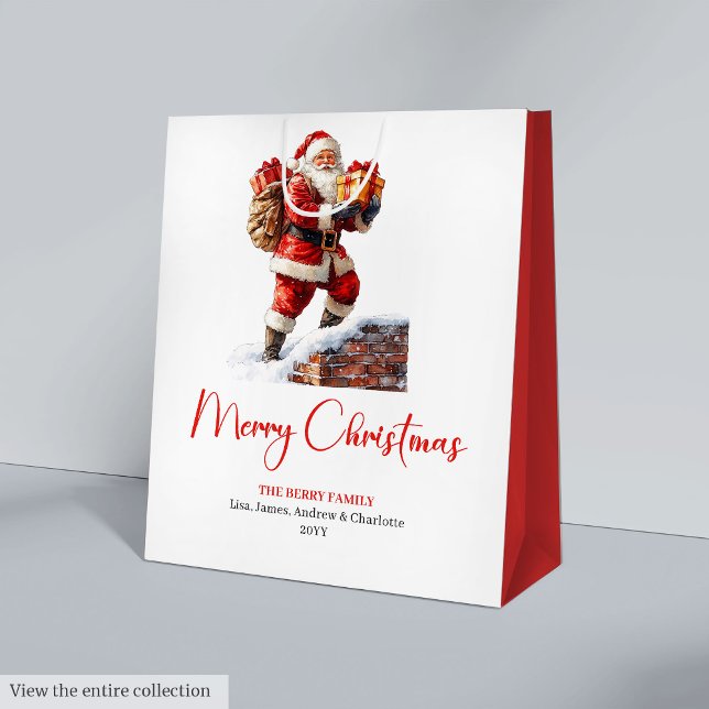 Entzückende Weihnachtsmann stilvolle Wasserfarbe G Mittlere Geschenktüte (Charming Santa Claus Stylish Watercolor Gift Bag)