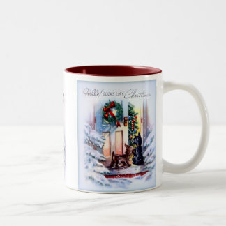 Entzückende Welpen-Weihnachtsbesucher Zweifarbige Tasse