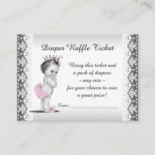 Entzückende Windelraffle-Karte Prinzessin-Baby Begleitkarte