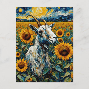 Entzückende Ziege in den Sonnenblumen Postkarte