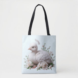 Entzückender Baby-Pfau & Blumen: Naturfreude Tasche