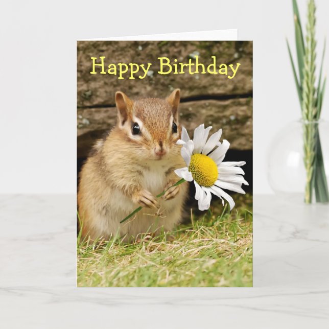 Entzückender BabyChipmunk mit Gänseblümchen - Karte (Vorderseite)