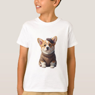Entzückender Barett-Corgi-Welpe Kinder T-Shirt