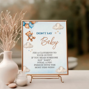 Entzückender Blauer Bär - Sagt-nicht-Baby-Party-Sp Poster