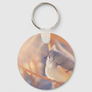 Entzückender büscheliger Titmouse-Vogel Schlüsselanhänger