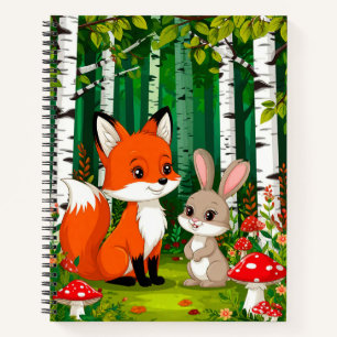 Entzückender Cartoon-Fuchs mit Pilzen Notizbuch