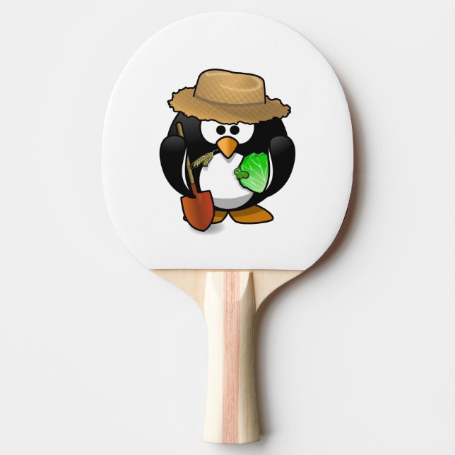 Entzückender Cartoonpenguin-Bauer Tischtennis Schläger (Vorderseite)