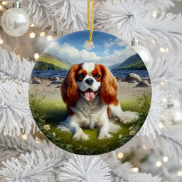 Entzückender Cavalier King Charles Spaniel Erinner Keramik Ornament
