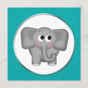 Entzückender Elefant - aquamarine Einladung