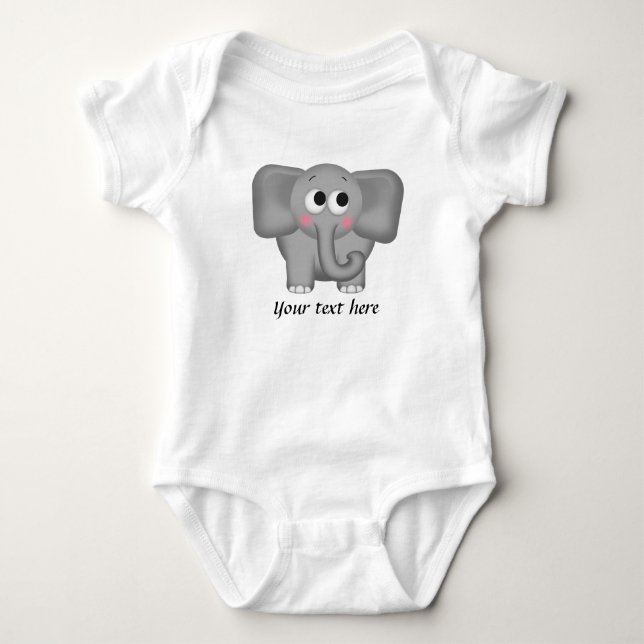 Entzückender Elefant - personalisierter Säugling Baby Strampler (Vorderseite)