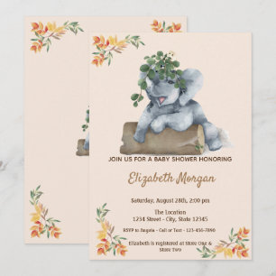 Entzückender Elefant, verlässt Baby Shower Einladung