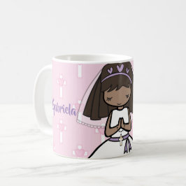 Entzückender erster brünetter Mädchenname der Kaffeetasse