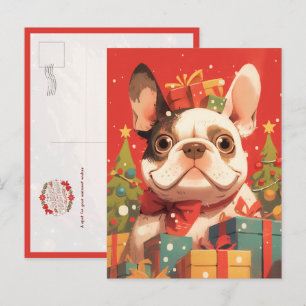 Entzückender Französischer Bulldogge mit Weihnacht Postkarte
