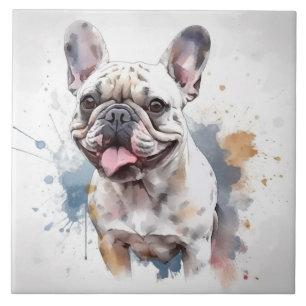 Entzückender Französischer Bulldogge Wasserfarben- Fliese