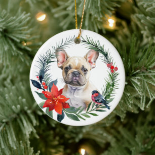 Entzückender französischer Bulldoggen-Welpe Wasser Keramik Ornament