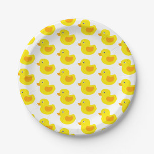 Entzückender gelber Gummi duckt Duckies Pappteller
