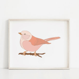 Entzückender handgezeichneter Vogelkunstposter Poster