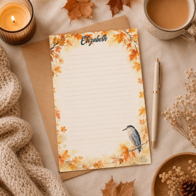 Entzückender Herbstwald mit Reiher  Briefpapier (Von Creator hochgeladen)