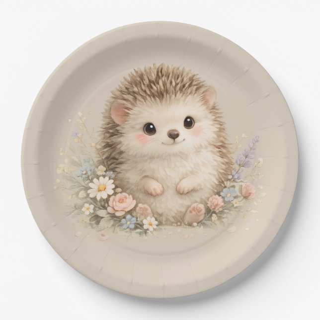Entzückender Igel Europäischer Garten Pappteller (Vorderseite)