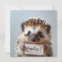 Entzückender Igel mit "Hallo!"-Schild