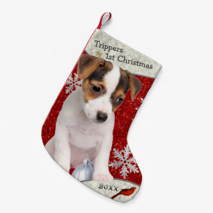 Entzückender Jack-Russell-Welpen-WeihnachtsStrump Kleiner Weihnachtsstrumpf