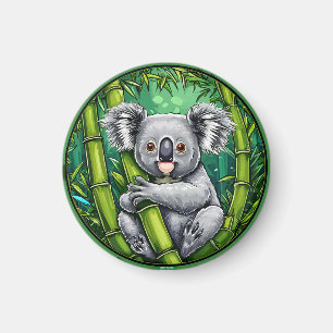 Entzückender Koala umarmt Bambusstange Magnet
