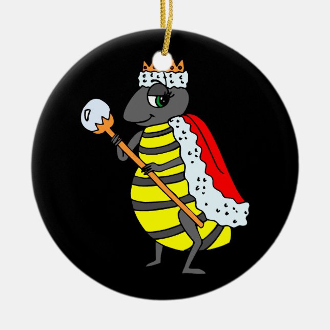 Entzückender Königin-Bienen-Cartoon Keramikornament (Vorne)