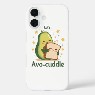 Entzückender "Lasst uns Avo-knuddeln" Food-Pun iPhone 16 Hülle