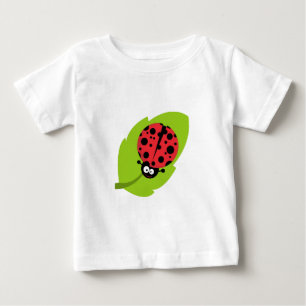 Entzückender Marienkäfer auf einem Blatt Baby T-shirt