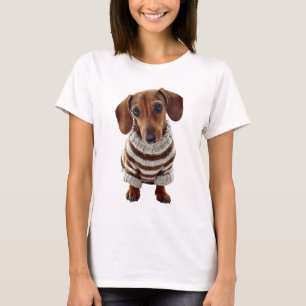 Entzückender Miniatur-Dachshund in Braun T-Shirt