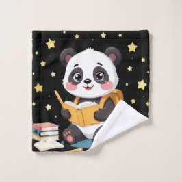 Entzückender Panda beim Lesen , Sterne, Muster Badhandtuch Set
